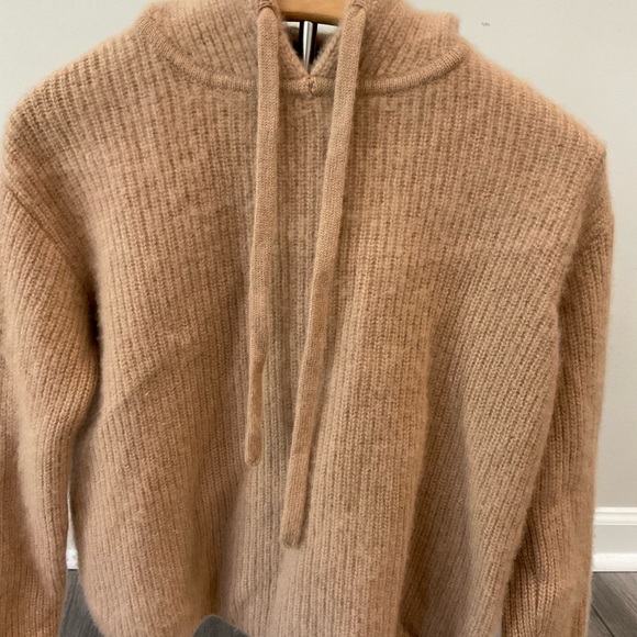 Quince Soft Ribbed 100% Cashmere Hoodie in Camel - Picture 2 of 7